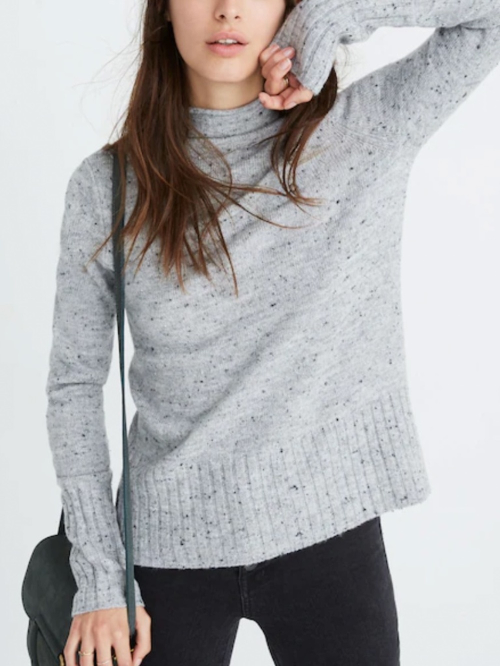 Madewell Donegal Inland Turtleneck Sweater in Coziest Yarn Gray Small Wool Blend